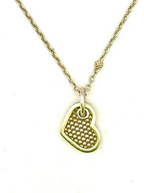 Lagos Caviar Two Tone Sterling Silver & 18 KT Heart Pendant Necklace